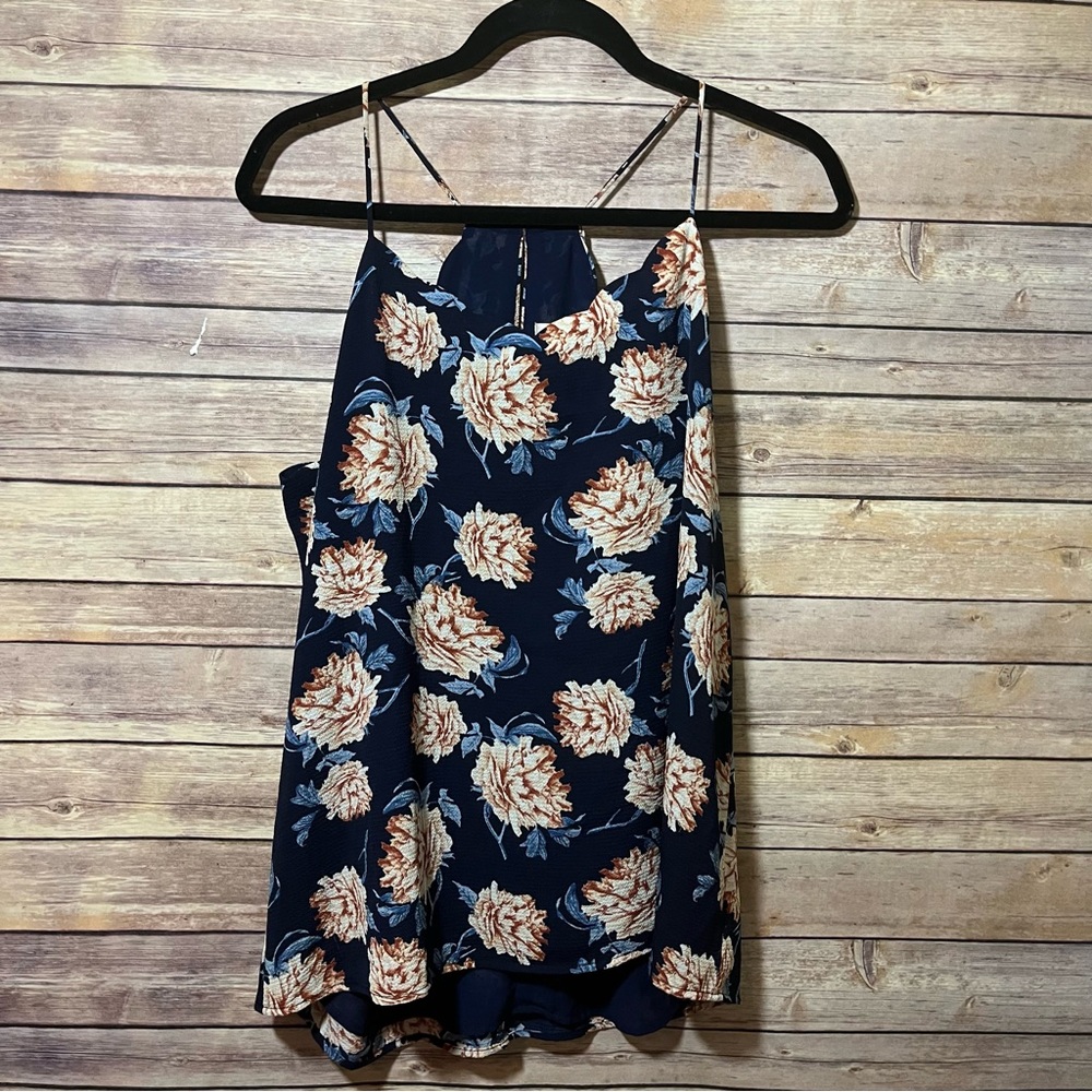 ⭐️ Entro Floral Flowy Tank Top Cami Camisole Red Blue M Medium E1